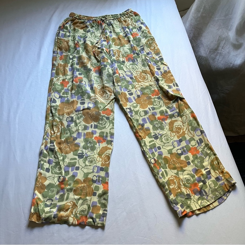 COLLINA STRADA yellow‎ floral geo print straight leg cropped pants